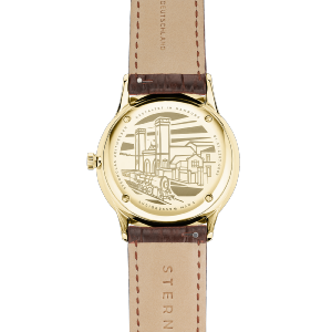 Montre BERLIN or sépia - Bracelet cuir brun foncé S01-BE14-HE01