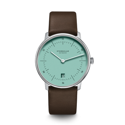 Montre NAOS turquoise - Bracelet cuir marron S01-NA37-PR04