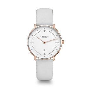 Montre dame NAOS XS blanc or rose - Bracelet cuir blanc S01-ND13-KL14