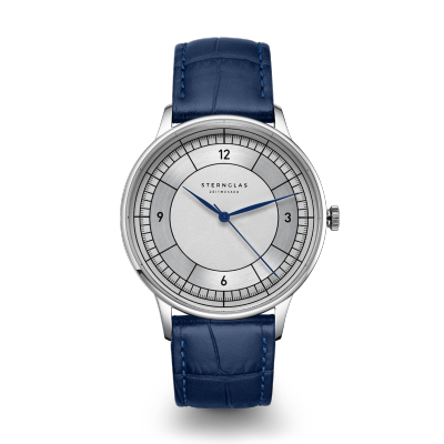 Montre SEDIUS blanc argent - Bracelet cuir bleu S01-SD01-HE02