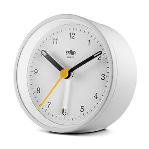 Réveil rond blanc Braun silencieux et à éclairage BC12W