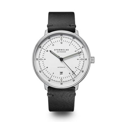 HAMBURG automatique argenté cuir vintage noir S02-HH47-VI15