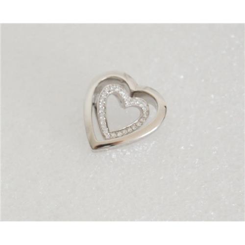 Pendentif double coeur en argent 925 millièmes avec zirconiums - 49544