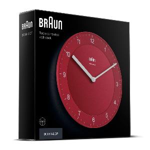 Pendule murale rouge Braun 20cm radio-pilotée, BC06R-DCF