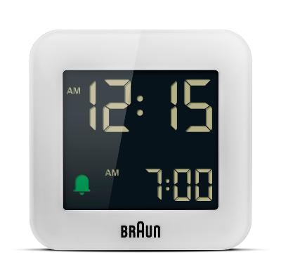 Réveil digital Braun carré blanc, radio-piloté, BC08W-DCF