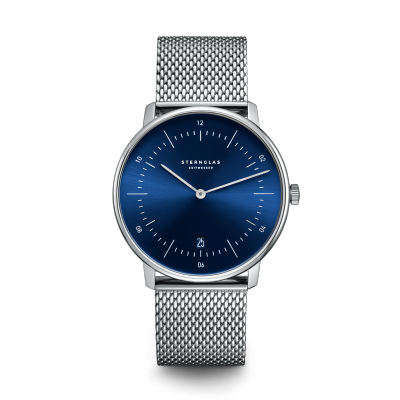 Montre NAOS bleue acier sur milanais S01-NA06-MI04