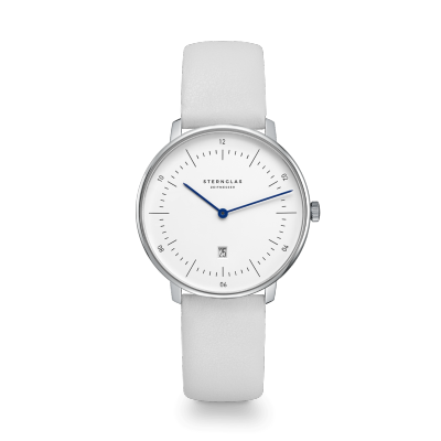 Montre dame NAOS XS blanc argent - Bracelet cuir blanc S01-ND01-KL12