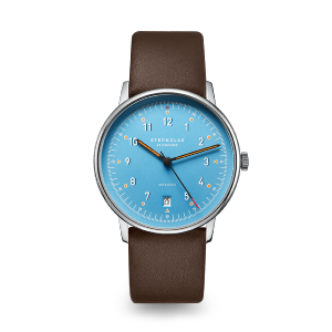 Montre LUMATIK bleue sur cuir brun S02-LM17-PR04