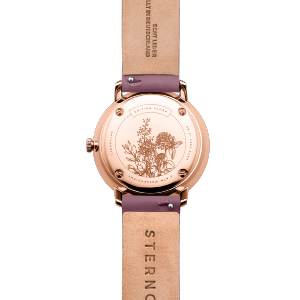 Montre dame NAOS XS EDITION FLORA lavande or rose - Bracelet cuir lavande S01-NDF28-KL15