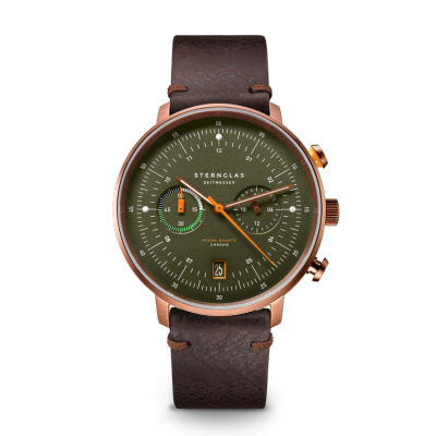 Montre HAMBURG CHRONO dark green bronze - mokka S01-HC35-VI17