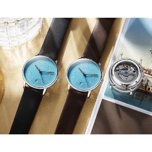 Montre LUMATIK bleue sur cuir noir S02-LM17-PR07