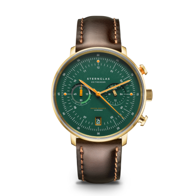 HAMBURG CHRONO édition vintage dorée verte cuir marron S01-HCV22-BR01