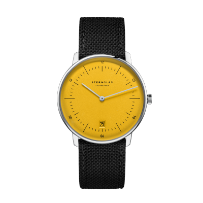 Montre NAOS Edition Yellow argenté-jaune - Bracelet cuir gris S01-NAY23-NY01