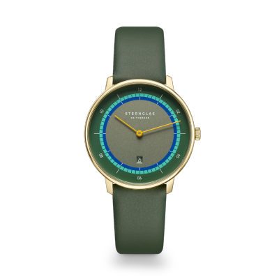 Montre dame NAOS XS Edition Argo vert foncé or - Bracelet cuir sauge S01-NDA22-KL09