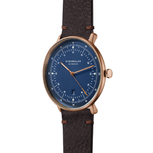 Montre HAMBURG bleu bronze - Bracelet cuir moka S01-HH27-VI17