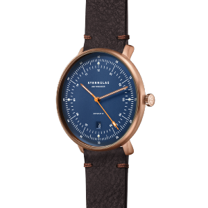 Montre HAMBURG AUTOMATIQUE bleu bronze - Bracelet cuir moka S02-HH27-VI17