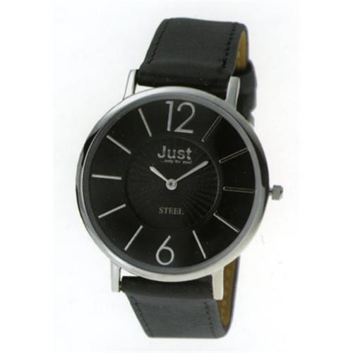 Montre Just Homme Quartz, avec bracelet en cuir véritable JU48-S2804A-BK 