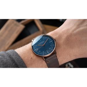 Montre HAMBURG bleu bronze - Bracelet cuir moka S01-HH27-VI17