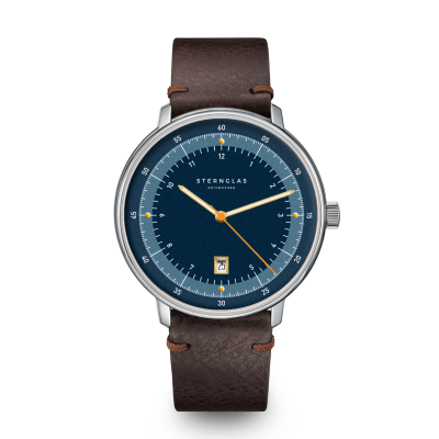 HAMBURG 1911 quartz argenté cuir vintage mocha S01-HHT06-VI11