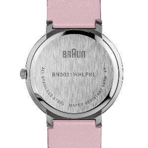 Montre Braun Classic femme rose 33mm, bracelet cuir, BN0031WHLPKL