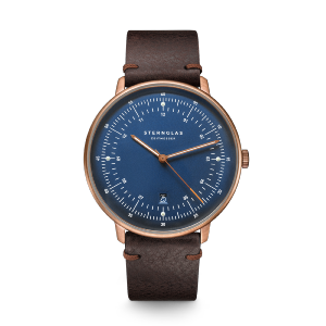 Montre HAMBURG bleu bronze - Bracelet cuir moka S01-HH27-VI17