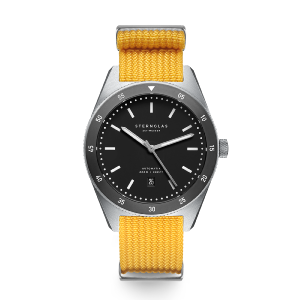 Montre MARUS AUTOMATIQUE noir-argent - Bracelet nato jaune S02-MA03-FI01