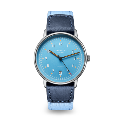 Montre LUMATIK bleue sur cuir bicolore bleu S02-LM17-NY05