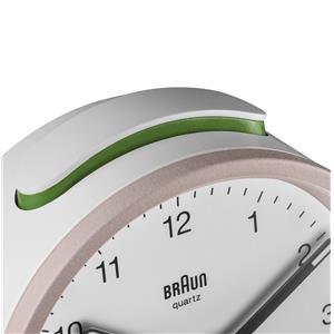 Réveil Braun rond silencieux blanc à lunette rose BC12PW