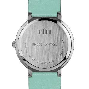 Montre Braun Classic femme turquoise 33mm, bracelet cuir, BN0031WHTQL