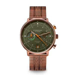 Montre HAMBURG CHRONO dark green bronze - milanais S01-HC35-ME10