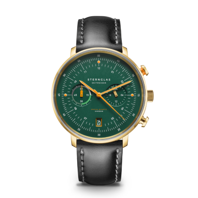 HAMBURG CHRONO édition vintage dorée verte cuir noir S01-HCV22-BR04