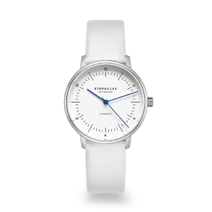 NAOS XS auto acier argenté cuir blanc S02-ND01-KL12