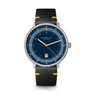 HAMBURG 1911 quartz argenté cuir vintage noir et jaune S01-HHT06-VI22