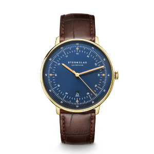 HAMBURG automatique Edition Marine dorée bleue cuir noir S02-HHM07-HE01