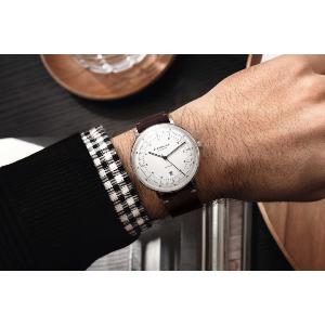 Montre HAMBURG AUTOMATIQUE argenté satiné - Bracelet cuir moka S02-HH10-VI11