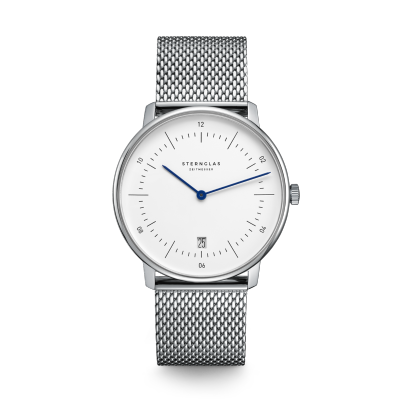 Montre NAOS blanc argent - Bracelet milanais argent S01-NA01-MI04