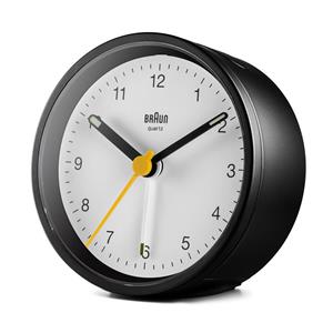 Réveil Braun rond silencieux noir à cadran blanc BC12BW