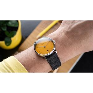 Montre NAOS Edition Yellow argenté-jaune - Bracelet cuir gris S01-NAY23-NY01