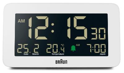 Réveil digital blanc Braun radio-piloté, BC10W-DCF