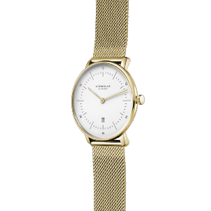 Montre dame NAOS XS blanc or - Bracelet milanais or S01-ND02-MI07