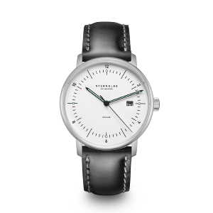 Montre NAOS Solar cadran blanc - Bracelet cuir noir S01-NS01-BR02