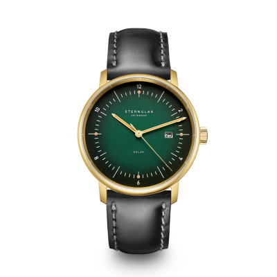 Montre NAOS Solar cadran vert - Bracelet cuir noir S01-NS22-BR04