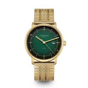 Montre NAOS Solar cadran vert - Bracelet acier PVD doré S01-NS22-ME09