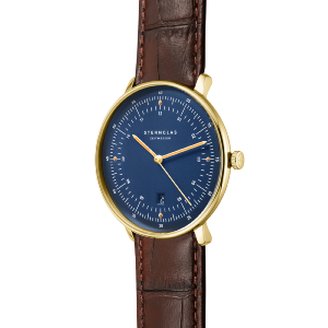 HAMBURG automatique Edition Marine dorée bleue cuir noir S02-HHM07-HE01
